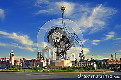 Tianjin City Landscapeâ€”â€”Millennium Bell Stock Photo